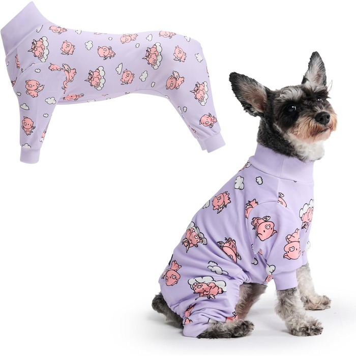Піжама для собак Spark Paws, ультрам'яка, 4-стороння розтяжність, післяопераційний одяг, сонячний костюм для маленьких, середніх та великих собак, When Pigs Fly, M (5-7кг)
