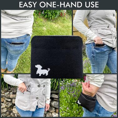 Сумка для ласощів Swaggly Leckerlibeutel – для дресирування собак, маленьких собак, з магнітною застібкою, чорна з червоною (сірою) внутрішньою стороною