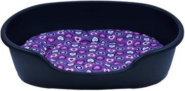 Корзина для собак Adena 58x38 см, антрацит + подушка з сердечками, фіолетовий (L 92x61xH 26 см)