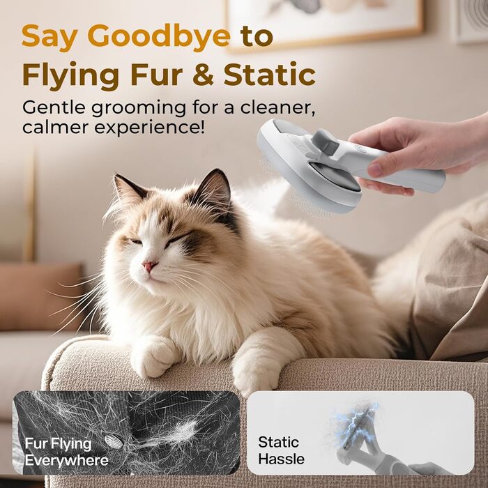 Парфумерна щітка для котів Pecute з функцією розпилення, великий резервуар для води, масажна щітка для видалення шерсті, підходить для собак та котів (зелена)