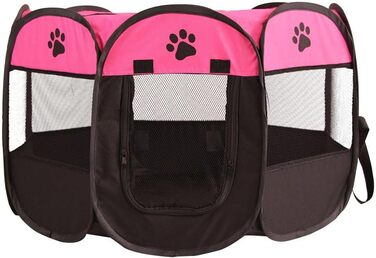 Клітка-забіг для цуценят та тварин, 74x74x43 см. Підходить для собак, котів, кроликів та інших дрібних тварин. Для використання в приміщенні та на вулиці (Рожева)