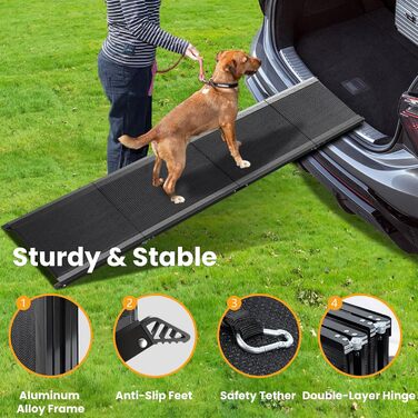 Рампа для собак у машину, розкладна, 180 см, для великих собак, протиковзка, 44 см ширина, до 110 кг
