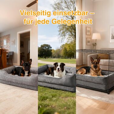 Ортопедичне собаче ліжко Zedelmaier для середніх та великих собак, 90x68x25 см, стійке до подряпин, з товстим матрацом, зручне, знімний чохол, темно-сірий колір