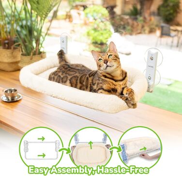 Кішка-гамак CATISM для вікна з подушкою, 52x30 см, до 20 кг, бежевий