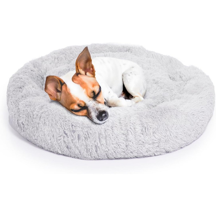 М'яке ліжко для собак Ceddie - кругленьке гніздечко для сну | діаметр 100 см, сірий світлий