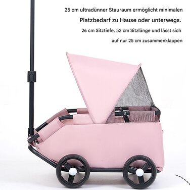 Транспортний візок для собак, маленька візок-будка для собак, складаний з ременем безпеки, легкий причіп для собак до 7 кг, для перевезення, прогулянок на вулиці (рожевий)
