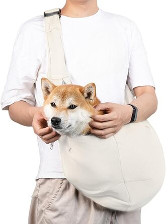 Сумка для собак | Дихаюча переноска для маленьких собак – регульовані ремені через плече та на груди, легкі аксесуари для тварин для піших прогулянок, відпочинку на природі, щоденних прогулянок (Бежевий)