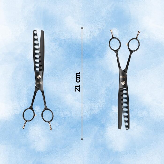 Ножиці для моделювання EHASO Revolution, 21 см, чорний титан, 32 зубці