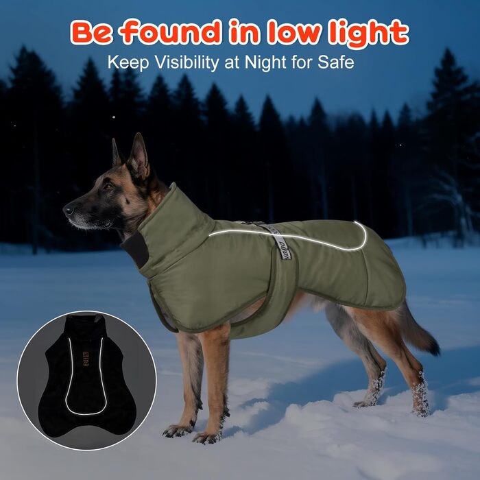 Водонепроникний зимовий одяг для собак, теплий зимовий одяг для собак, куртка для собак, теплий зимовий одяг для собак з D-Ring (Зелений, 4XL)