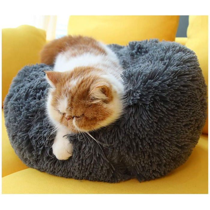 DEEN М'яке ліжко для котів та собак, кругла, 60 см, сірого кольору