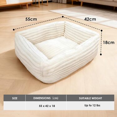 Килимок-ліжко для котів XIAPIA, 55x42x18 см, м'який, теплий, ортопедичний, білий