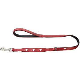 Повідок для собак HUNTER Swiss з ручкою, шкіряний, червоний, 1,8/110 см, зі швейцарським хрестом, преміум-якість