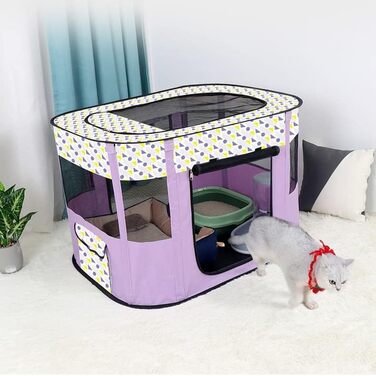 Клітка для собак та котів, переносна будка, загон, портативна клітка для тварин, 70x50 см, фіолетовий