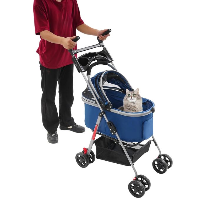 Візок для собак та котів Hundebuggy, складаний, 50 x 60 см, темно-синій