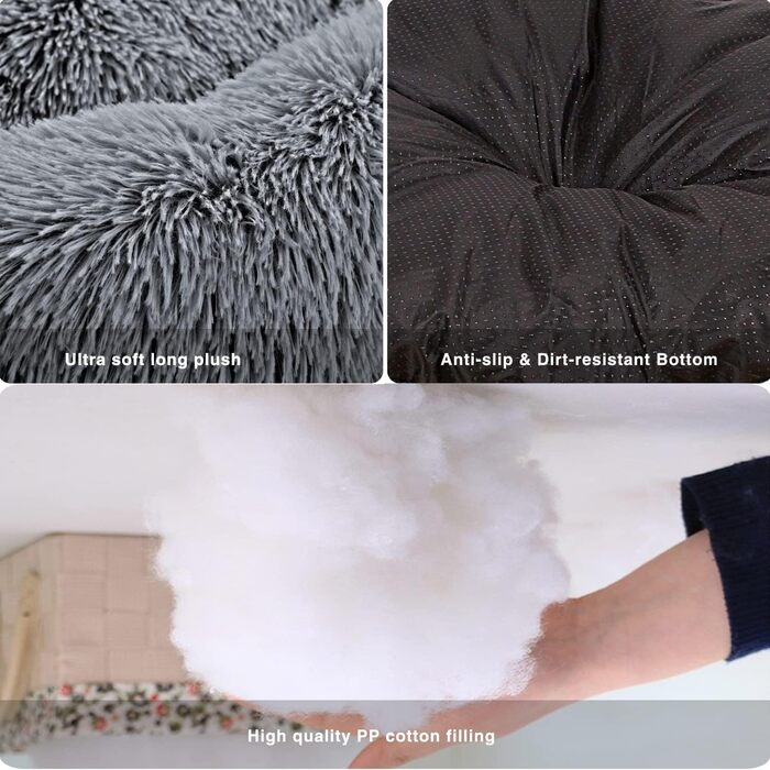 Кругле лежанка для собак Mirkoo: комфортне, м'яке, знімний коврик, різних розмірів (L/XL/XXL/XXXL), сірий (75x75x18 см)