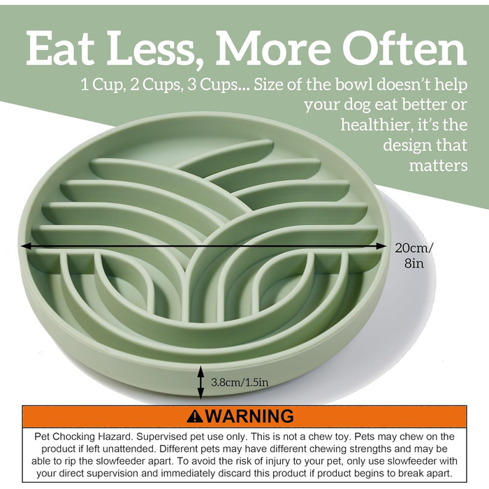 Миска OHMO Anti-Schling Napf для собак (Дерево життя), миска протиковтання для собак, котів, цуценят, здорове харчування, запобігання здуття живота, антиковзаюча, екологічне силікон, світло-зелений, L-Дерево життя