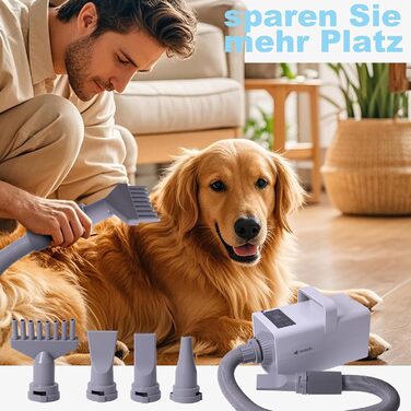 Фен для собак Kanonen-Stil, білий, 2400W, регульована потужність, 1-9 рівнів, температура 35-60°C, сенсорне керування