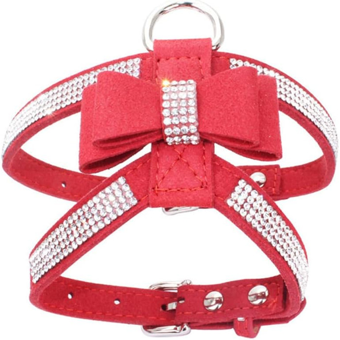 Блискучий поводок для собак та котів з діамантами, регульований, для хлопчиків та дівчаток (M, червоний)