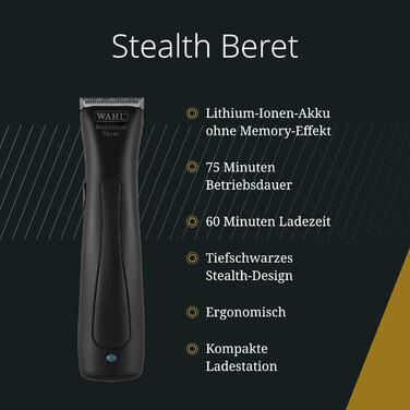 Набір для стрижки волосся Wahl Stealth Beret - бездротовий, для створення контурів, чорний