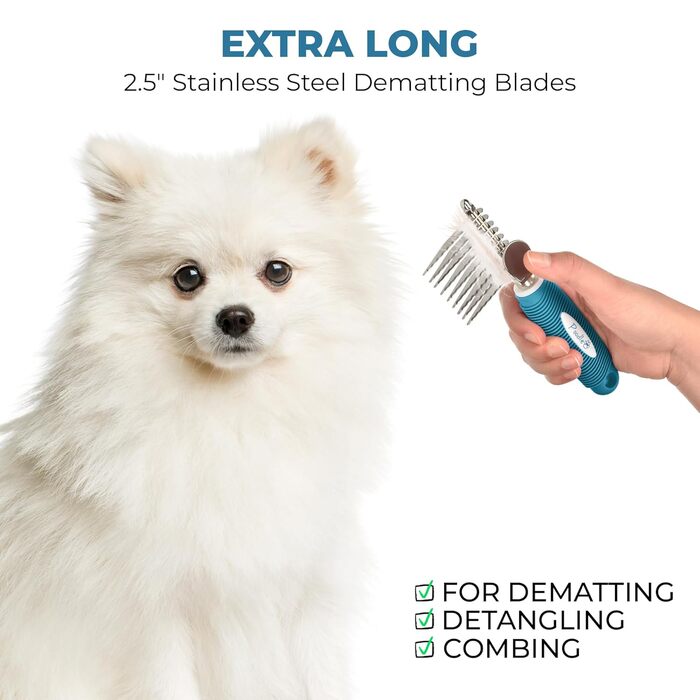 Гребінець для пуделів та інших тварин від ковтунів, синій. З нержавіючої сталі, 6,5 см. Для собак та котів.