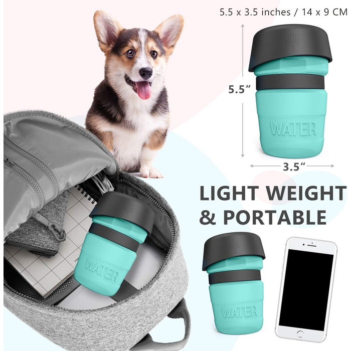 Водяна пляшка для собак та котів, 520 мл, портативна, без BPA, чорна