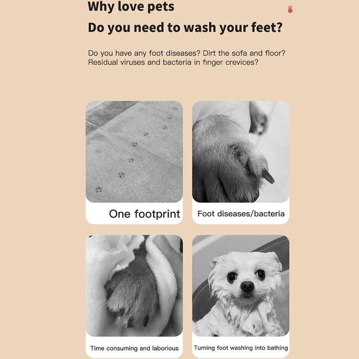 Автоматичний мийник лап для собак та котів | Переносний очищувач лап для домашніх тварин | Білий, Рожевий