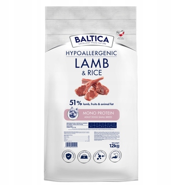 Сухий корм для собак BALTICA NUTRACEUTIC з ягнятиною та рисом Hipo XS/S, 12 кг