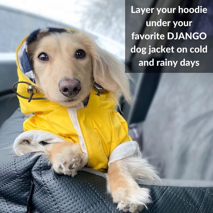 DJANGO светр для собак з капюшоном, еластичний, супер м'який, з отвором для повідка, темно-синій, розмір S