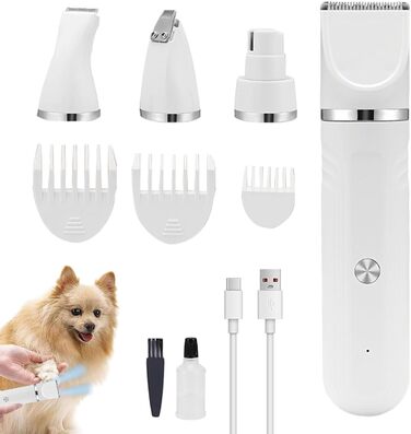 Набір для догляду за домашніми тваринами: тример, ножиці, щітка, інструменти для грумінгу собак та котів | Білий