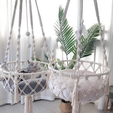 Гамак для кота Nicoone Katze, бавовна, підвісне ліжко для кота, гамак для вікна, гніздо для кота, підвісна котяча ліжечко, білий, 45 см