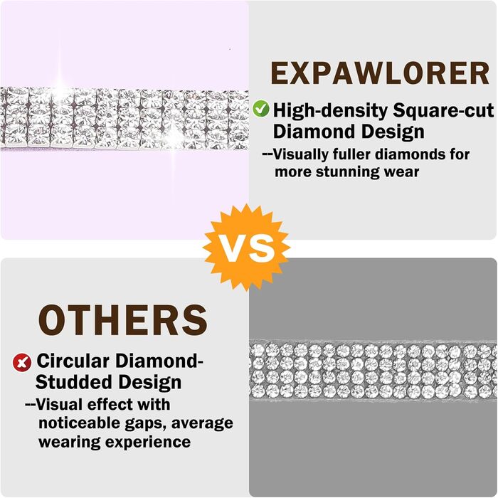 Нашийник для котів ExPawlorer з дзвіночком та стразами, на м'якому оксамиті, регульований, безпечний, для котів та маленьких собак, 2 шт., 9'-12' (Синій та фіолетовий)