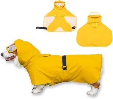 Дощовик для собак WUFANC: водонепроникний, з прозорою капузоном, світловідбиваючими елементами, регульований, XL (жовтий)