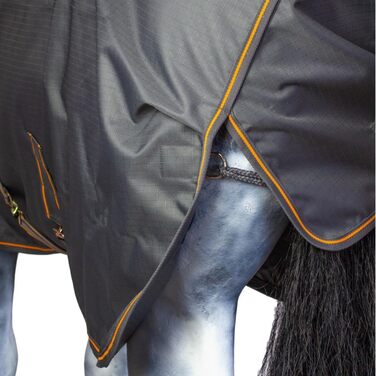 Зимова ковдра Marengos Bucas 1200D Irish Turnout - дихаюча та водонепроникна ковдра для вигулу з внутрішнім шаром та перехресним кріпленням. Сірий/Помаранчевий, розмір 145 см (наповнювач 50 г/м²)