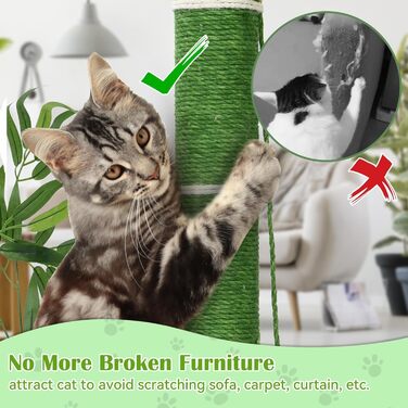 Котячий будиночок AiQInu з когтеточкою для великих котів та кошенят, 84 см, з іграшкою та панда, когтеточка з сизалю, бамбукова форма