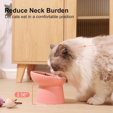 Набори мисок для котів YauYik: підняті, нахилені, для корму та води, рожеві, 2 шт.