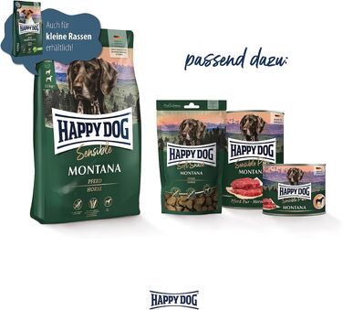 Сухий корм для собак Happy Dog Sensible Montana зі смаком конячини, беззерновий та гіпоалергенний (монопротеїн), з Omega-3 та Omega-6, 10 кг