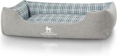 Ліжко для собак Knuffelwuff Dreamline XXL з велюру, 120 x 85 см - знімний чохол, легко мити, для великих, середніх та маленьких собак (Сірий/Зелений)