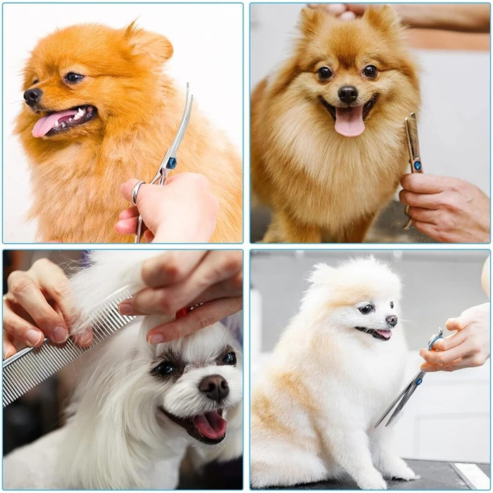 Професійна ножиця для грумінгу собак 7,5 дюймів: набір для догляду за собаками (вигнута, пряма, розріджуюча)