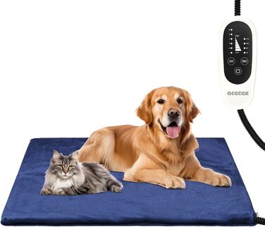 Килимок для підігріву домашніх тварин, великий для собак та котів, з регулюванням часу та температури, 60 x 90 см