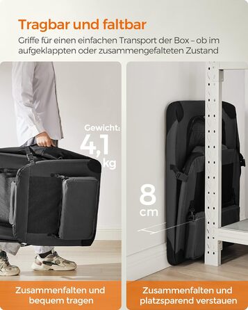 Клітка для собак Feandrea, XL, 81 x 58 x 58 см, чорна, з металевим каркасом та зручними ручками