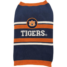 Теплий в'язаний светр для собак Auburn Tigers NCAA, розмір S, з логотипом команди, для великих і малих порід, синій, Pets First