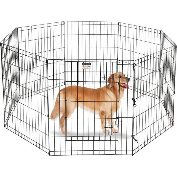 Складаний металевий вольєр Petmaker з дверцятами, 8 панелей 61×76 см, для собак, котів та дрібних тварин, для дому та вулиці