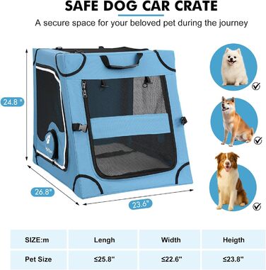 Транспортна переноска для собак Snagle Paw, велика, синя, з металевим каркасом, для подорожей на авто