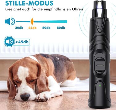 Шліфувальник для собак ETENTOUS: професійний, тихий, з 3 насадками та ножицями для догляду за кігтями. Підходить для собак великих, середніх та малих порід. Чорний колір.