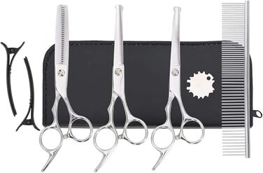 Набір професійних ножиць для собак з нержавіючої сталі - для всіх порід - з витончувальними ножицями, гребінцем та регулятором