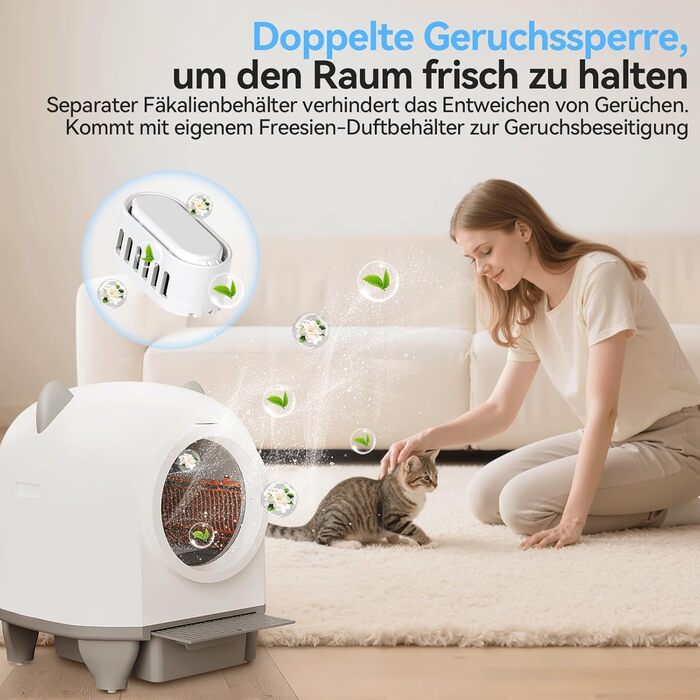 Автоматичний лоток для котів TRIUMPHKEY, 90L+8.5L, самоочисний, з керуванням через додаток, для багатокотових сімей