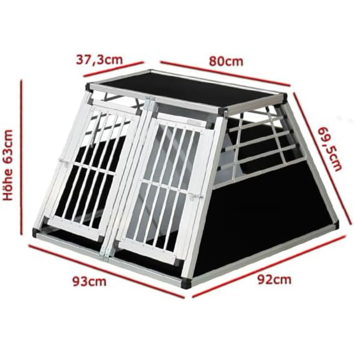 Транспортна переноска для собак Transportbox N73 з алюмінію, 92x93x63 см, з перегородкою та аварійним виходом, для безпечного транспортування в авто