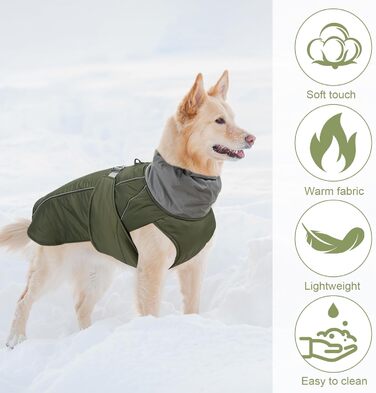Зимовий теплий одяг для собак - водонепроникний, вітронепроникний, з світловідбиваючими елементами (Green, L)