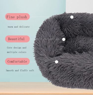 Крісло-ліжко для собак велике, м'яке, з плюшу, тепле, зручне, для малих, середніх та великих собак (L, 80 x 70 x 18 см, блакитний)