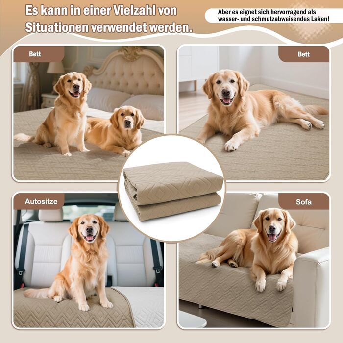 Водонепроникний килимок для собак Gyuro, двосторонній, міцний, для дивану та ліжка, миючий, для собак та котів (Темно-хакі + Хакі, 208*208 см)